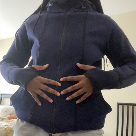 Dark Blue Zip-Up w/ thumb holes - Picture 2 of 4